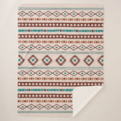 Couverture Sherpa Aztec Rusts Crème Turquoise Motifs mélangés Motif (Devant)