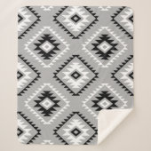 Couverture Sherpa Aztec Style Motif Grand Motif noir blanc gris (Devant)