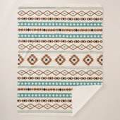 Couverture Sherpa Aztec Turquoise Terracotta Crème Noire Mixte Motif (Devant)