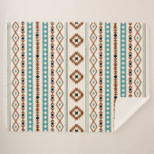 Couverture Sherpa Aztec Turquoise Terracotta Crème Noire Mixte Motif (Devant (Horizontal))