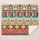 Couverture Sherpa Aztèque coloré : oiseaux, fleurs motif. (Devant (Horizontal))