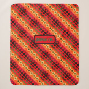 Couverture Sherpa Aztèque rouge orange vert