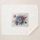 Couverture Sherpa Azure Flower Symphony (Devant (Horizontal))