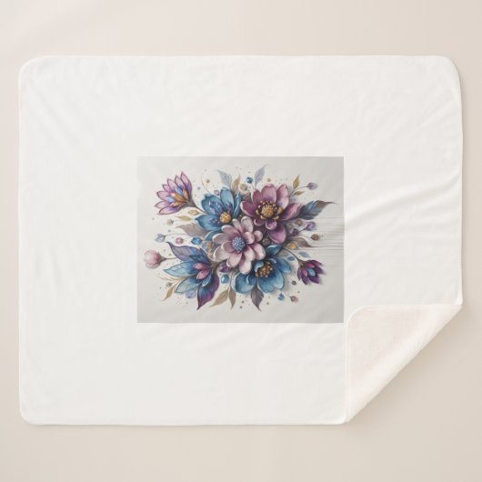 Couverture Sherpa Azure Flower Symphony (Devant (Horizontal))