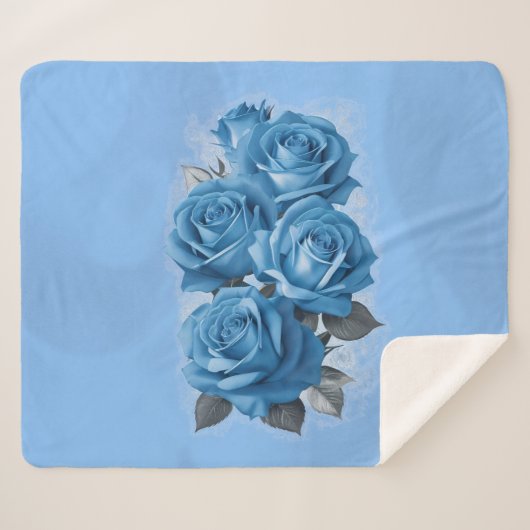 Couverture Sherpa Azure Rose Serenity (Devant (Horizontal))