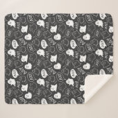 Couverture Sherpa B&W Cute Doodle Halloween Motif (Devant (Horizontal))