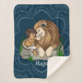 Couverture Sherpa Baby boy and lion on on a blue mandala background (Devant)