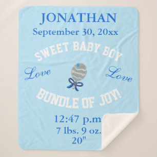 Couverture Sherpa Baby Boy Blue Baby Rattle Télécharger la photo
