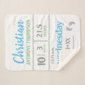 Couverture Sherpa Baby Boy Faire-part, bleu, vert, gris, gravures (Devant (Horizontal))