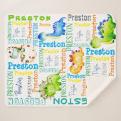 Couverture Sherpa Baby dinosaure nom de garçon personnalisé (Devant (Horizontal))