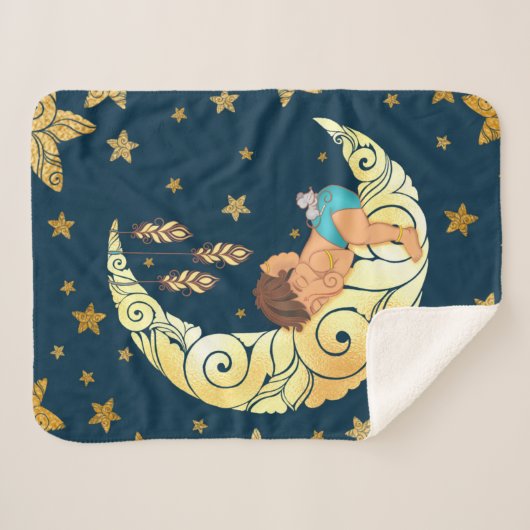 Couverture Sherpa Baby Ganesha with moon and stars (Devant (Horizontal))