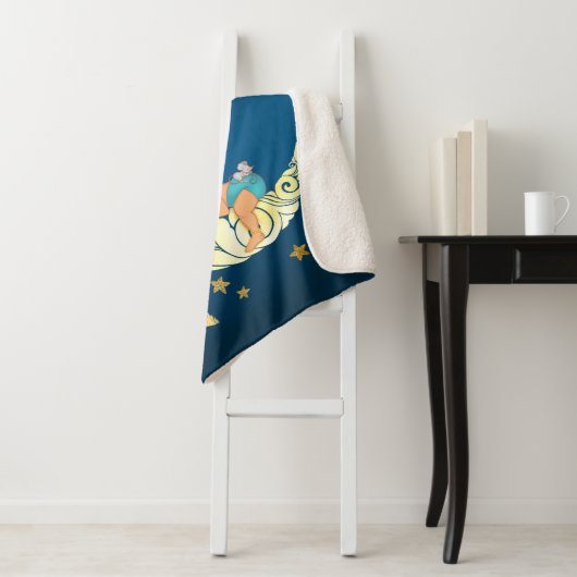 Couverture Sherpa Baby Ganesha with moon and stars (En situation)