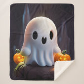Couverture Sherpa Baby Ghost Déplaisant mignon caractère Halloween (Devant)