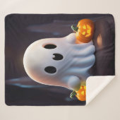 Couverture Sherpa Baby Ghost Déplaisant mignon caractère Halloween (Devant (Horizontal))