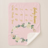 Couverture Sherpa Baby Girl Milestone Blanket personnalisée Pink Gol (Devant)