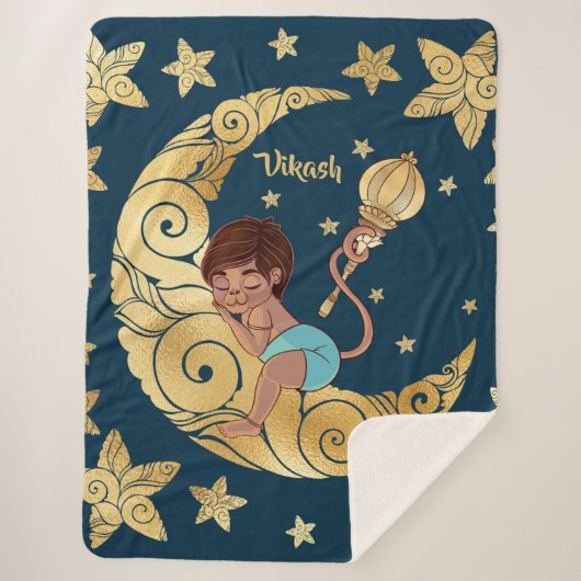 Couverture Sherpa Baby Hanuman s'est endormi sur la lune entre les é (Devant)