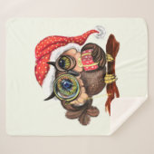 Couverture Sherpa Baby Owl In Christmas Casquette et cadeau Sherpa B (Devant (Horizontal))