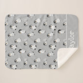 Couverture Sherpa Baby shower d'hiver de pingouin gris simple (Devant (Horizontal))