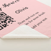 Couverture Sherpa Baby shower rose simple q r code ajouter le texte  (3/4)