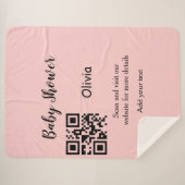Couverture Sherpa Baby shower rose simple q r code ajouter le texte  (Devant (Horizontal))