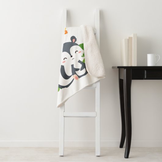 Couverture Sherpa Baby Skunk, Papillon & Fleurs (En situation)