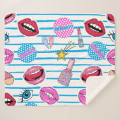 Couverture Sherpa Badges de patchs de dessin animé : pop art. (Devant (Horizontal))