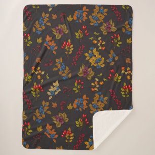 Couverture Sherpa Baies d'automne sur chocolat brun 2