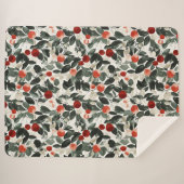 Couverture Sherpa Baies rouges vertes de Noël (Devant (Horizontal))