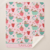 Couverture Sherpa Bain chaud Pain d'épices Cute rose Motif de cacao (Devant)