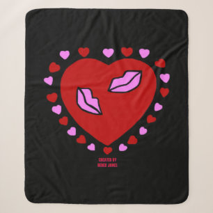 Couverture Sherpa Baisers de coeur agréable Moyen Sherpa Blanket