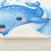 Couverture Sherpa Baleine bleue mignonne à l'aquarelle (3/4)