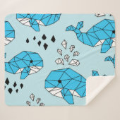 Couverture Sherpa Baleine géométrique : Motif mignon sans couture (Devant (Horizontal))