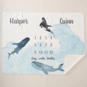 Couverture Sherpa Baleines Ocean Twins Jalon Sherpa Blanket