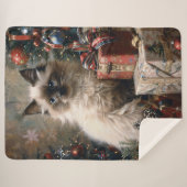 Couverture Sherpa Balinais Kitten Noël Portrait de chat (Devant (Horizontal))
