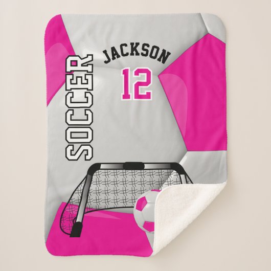 Couverture Sherpa Balle de football rose et blanc avec do-it-yoursel (Devant)