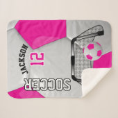 Couverture Sherpa Balle de football rose et blanc avec do-it-yoursel (Devant (Horizontal))