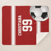 Couverture Sherpa Balle de soccer Jersey à rayures rouges et blanche (Devant (Horizontal))