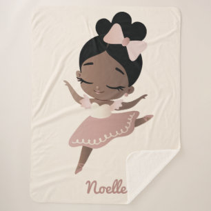 Couverture Sherpa Ballerina afro-américaine avec cou, rose et beige