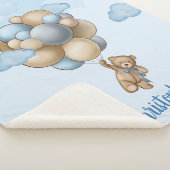 Couverture Sherpa Ballons beiges bleu brun brun en teddy personnalis (3/4)