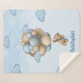 Couverture Sherpa Ballons beiges bleu brun brun en teddy personnalis (Devant (Horizontal))