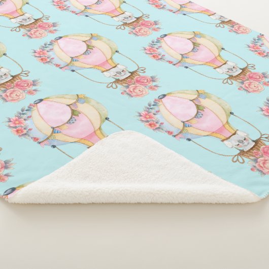 Couverture Sherpa Ballons d'air chaud mignon avec Motif d'aquarelle  (3/4)