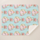 Couverture Sherpa Ballons d'air chaud mignon avec Motif d'aquarelle  (Devant (Horizontal))