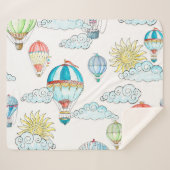 Couverture Sherpa Ballons vintages : Aquarelle Whimsical sans joint. (Devant (Horizontal))