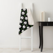 Couverture Sherpa Bambou Motif Kawaii Panda En Blanc Noir (En situation)