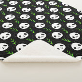 Couverture Sherpa Bambou Motif Kawaii Panda En Blanc Noir (3/4)
