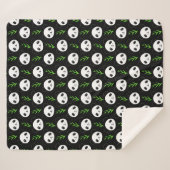 Couverture Sherpa Bambou Motif Kawaii Panda En Blanc Noir (Devant (Horizontal))