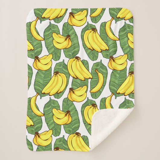 Couverture Sherpa Banana Fruit Feuilles Motif tropical (Devant)