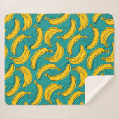 Couverture Sherpa banane jaune avec contour noir sans couture motif  (Devant (Horizontal))