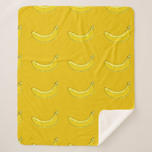 Couverture Sherpa bananes, motif sans soudure avec bananes, filet de