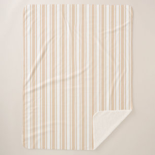 Couverture Sherpa Bande de bonbons beige et blanche